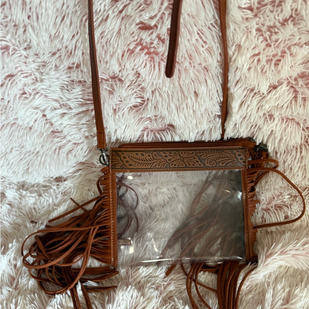 Brown Leather Fringe Crossbody Bag